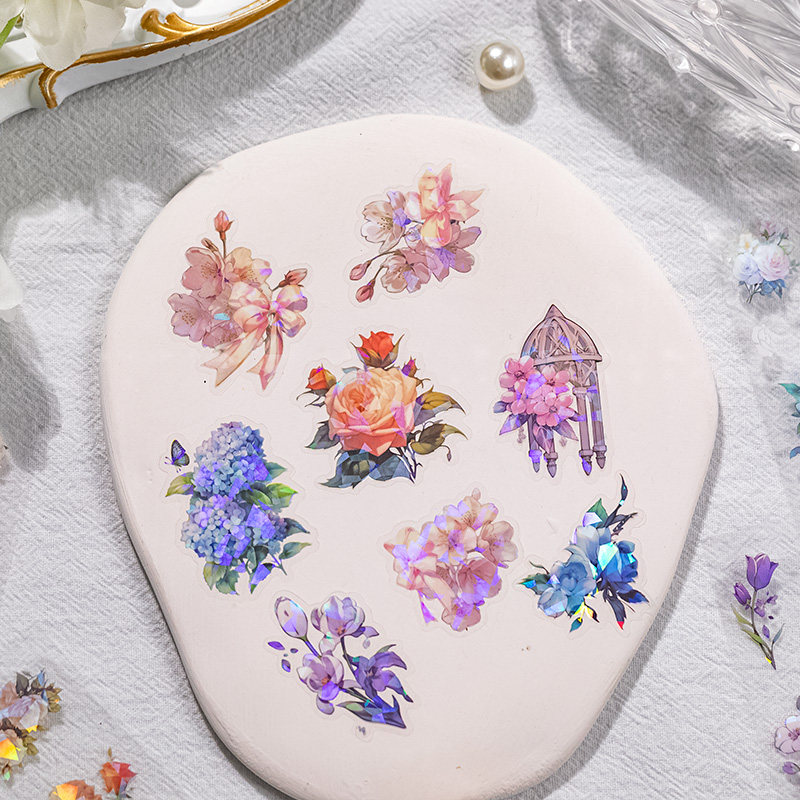 100张花与蝴蝶pet贴纸盒装免裁剪花卉谷美装饰手账diy拼贴小图案,淘宝优惠券,粉丝福利购,淘宝优惠卷