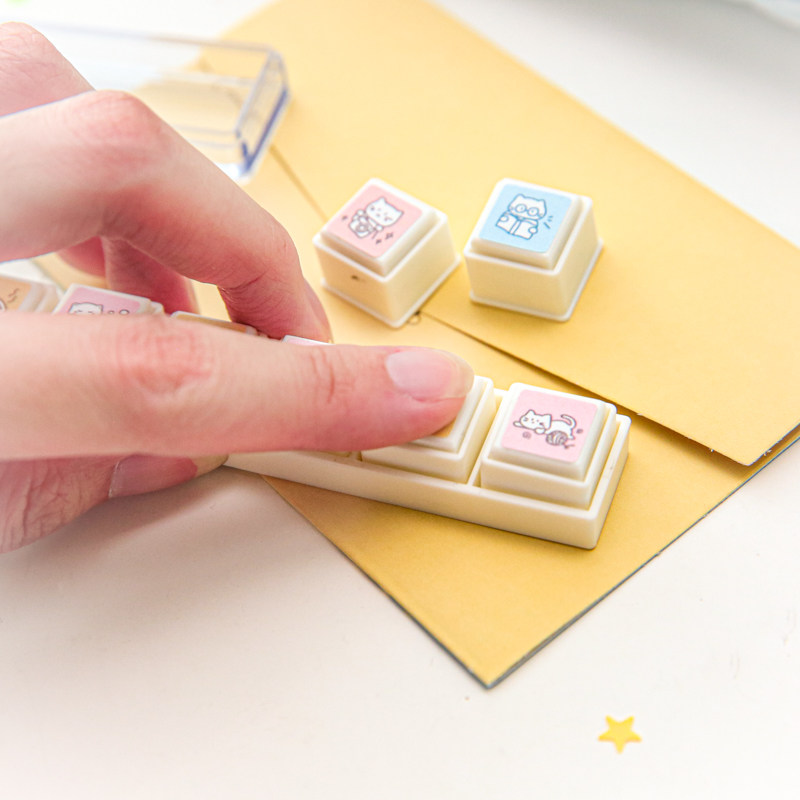 可爱手帐六联印章卡通喵咪插画可拆卸高颜值打卡手账本笔记装饰印,淘宝优惠券,粉丝福利购,淘宝优惠卷