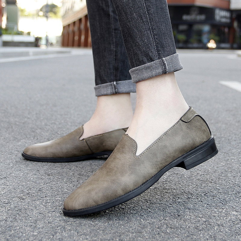 真皮休闲小皮鞋男豆豆鞋尖头软底懒人一脚蹬百搭时尚驾车鞋36小码,淘宝优惠券,粉丝福利购,淘宝优惠卷