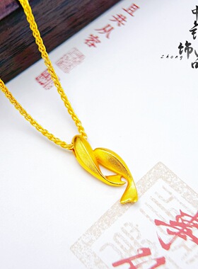金店同款高保色古法沙金双鱼共舞吊坠女 新中式百搭双鱼项链批发