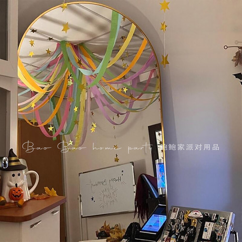 天花板彩色皱烟花纹纸幼儿园年会店铺美陈圣诞节生日背景装饰用品 - 图1