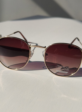 巴西单跨境复古金属款圆框墨镜太阳镜遮阳镜女款防晒造型眼镜