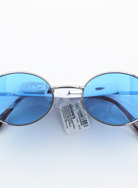 欧单太阳镜天蓝色镜片阴雨天防晒防紫外线墨镜小框体文艺男女情侣