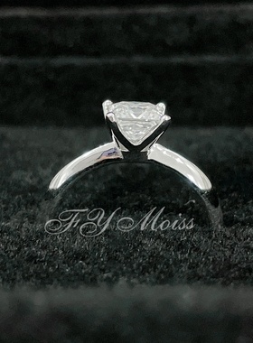 925纯银经典5.5*5.5mm莫桑石爱情秘方戒指女款开口戒指时尚首饰