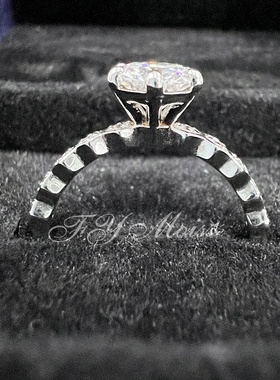 925纯银经典1克拉莫桑石蜂巢六爪戒指女款开口戒指时尚气质首饰