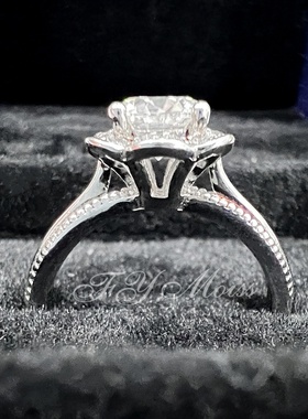 925纯银经典1克拉莫桑石陌上花开戒指女款开口戒指时尚气质首饰