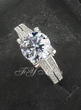 莫桑纯银1克拉莫桑双排牛头戒指女款开口戒时尚气质首饰