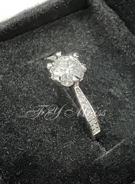 莫桑纯银1克拉莫桑石直臂雪花戒指女款开口戒时尚气质首饰