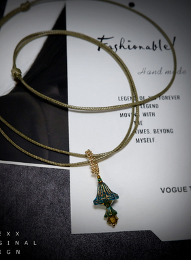 TIMEXX原创苔藓之花复古花朵捷克琉璃珠小众手作毛衣链长款项链女