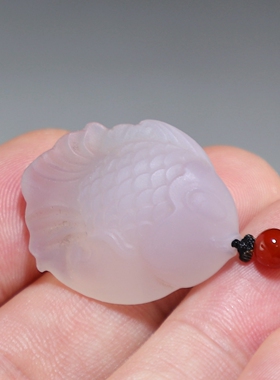 【金鱼】天然白玛瑙手机挂件 背包小吊坠 楼叔孤品