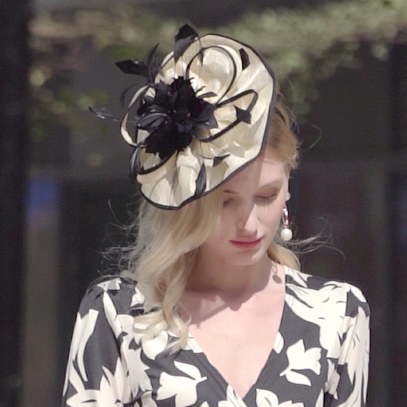 EE 四季适用新款帽子女宴会气质优雅木耳边花朵亚麻小礼帽夏 - 图2