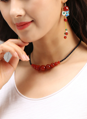 原创设计玛瑙项链女士疤痕甲状腺