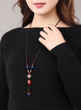 春夏百搭风复古玛瑙吊坠项链