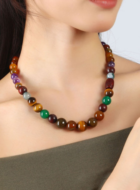 新中式玛瑙项链彩色多巴胺