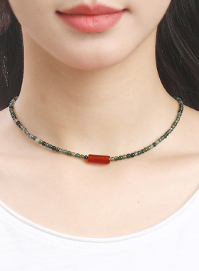 逸水红颜玛瑙女项链锁骨链