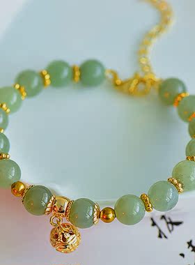 14K金铃铛手链天然和田玉