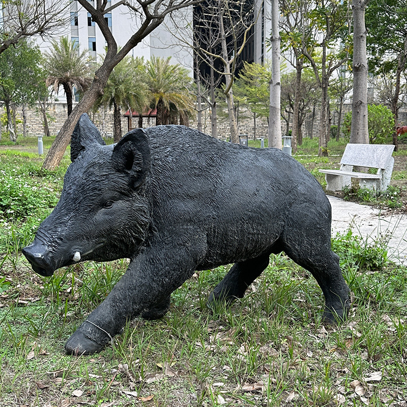 模型户外装饰景区农庄野猪园林假猪玻璃钢摆件饭店雕塑草坪真猪-图2