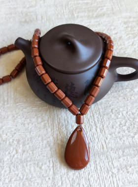 托尔玛琳石水滴型坠麦饭石颈椎挂件项链多款式珠子负离子链锗石链