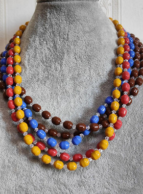 新款托玛琳椭圆珠水晶手链项链锗石抛光龙珠手串时尚麦饭石手镯