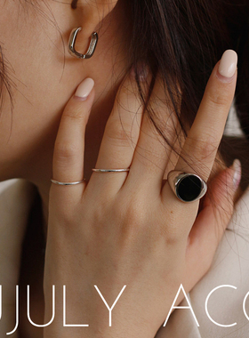 轻奢ins法式复古黑色日韩风戒指