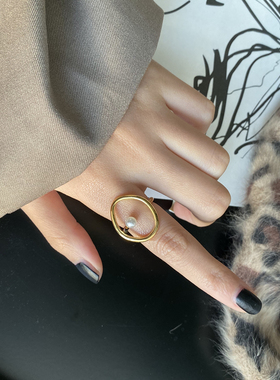 noblelady极简大牌包珍珠戒指