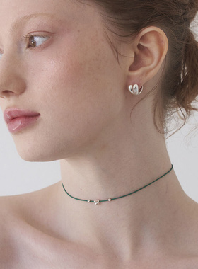 迷你s925纯银爱心极细编织绳项链