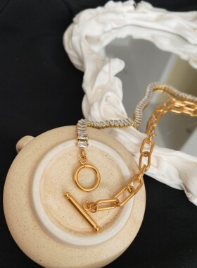 Noble Lady方形闪钻18K金项链小众冷淡风锁骨链gj感甜酷颈链女