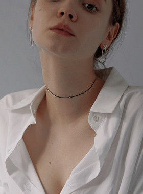 纯银小亮珠超细黑项链颈链