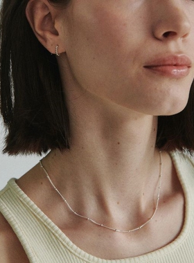 s925纯银圆间珠素链项链 叠戴单戴百搭锁骨链ins高质感豆豆链