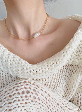 Noble Lady 冷淡风珍珠项链设计感choker锁骨链新款ins百搭饰品女