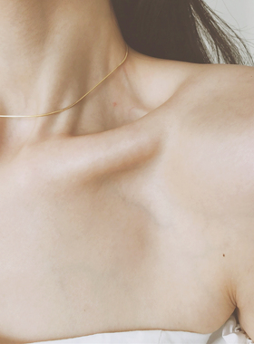 noblelady极细春季18k蛇骨素项链