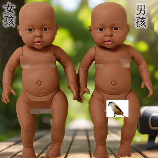 41 cm de muñeca negra pequeña piel blanca muñeca simulada juguete pegamento suave grabado muñeca africana muñeca