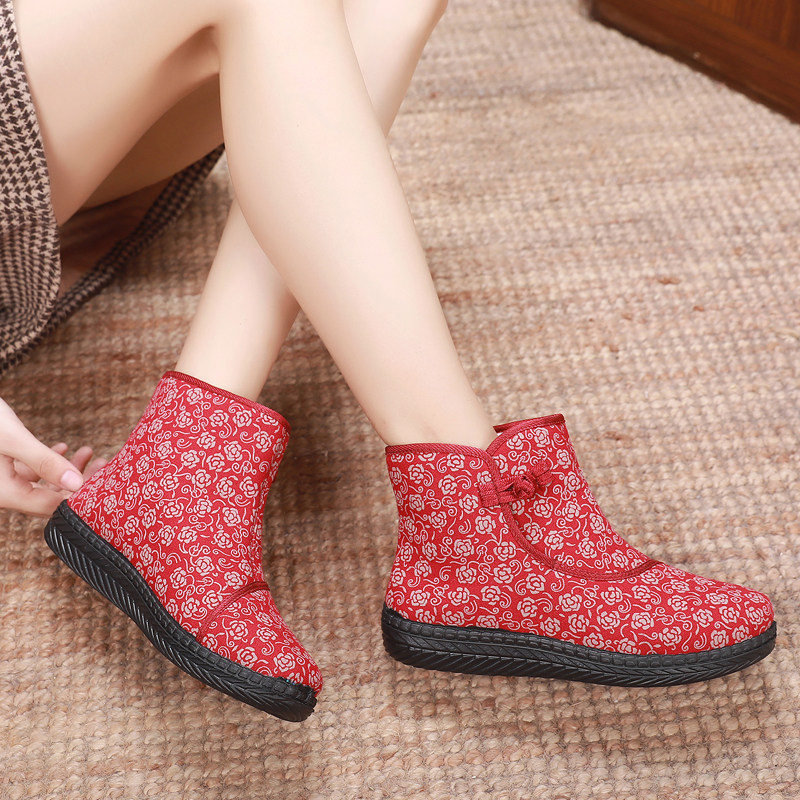 民族风保暖女棉靴新款老北京布鞋女复古加绒休闲软底防滑妈妈棉鞋,淘宝优惠券,粉丝福利购,淘宝优惠卷