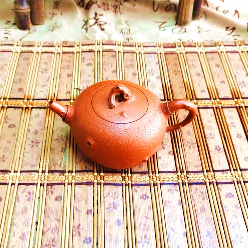 宜兴紫砂茶壶原矿手工家用送礼泡茶壶功夫茶壶朱泥树纹壶供春壶 - 图0