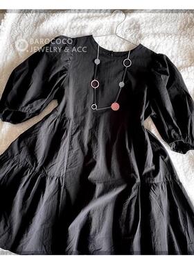 清【特】【孤品】澳洲小众潮牌ELK莫兰迪灰粉色调几何拼接长项链