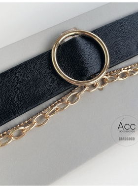 【清】【特】欧洲单3条一套黑色皮革圆环choker遮颈纹短项链颈链