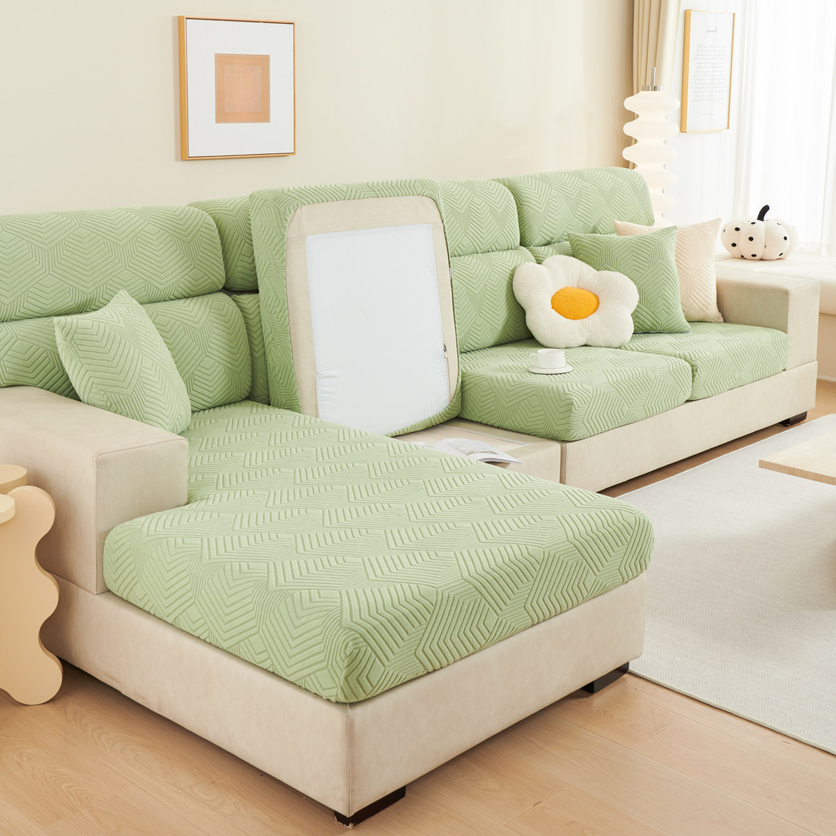 洁丽雅纯色提花新款沙发套罩全包加厚弹力坐垫套可水洗四季通用,淘宝优惠券,粉丝福利购,淘宝优惠卷