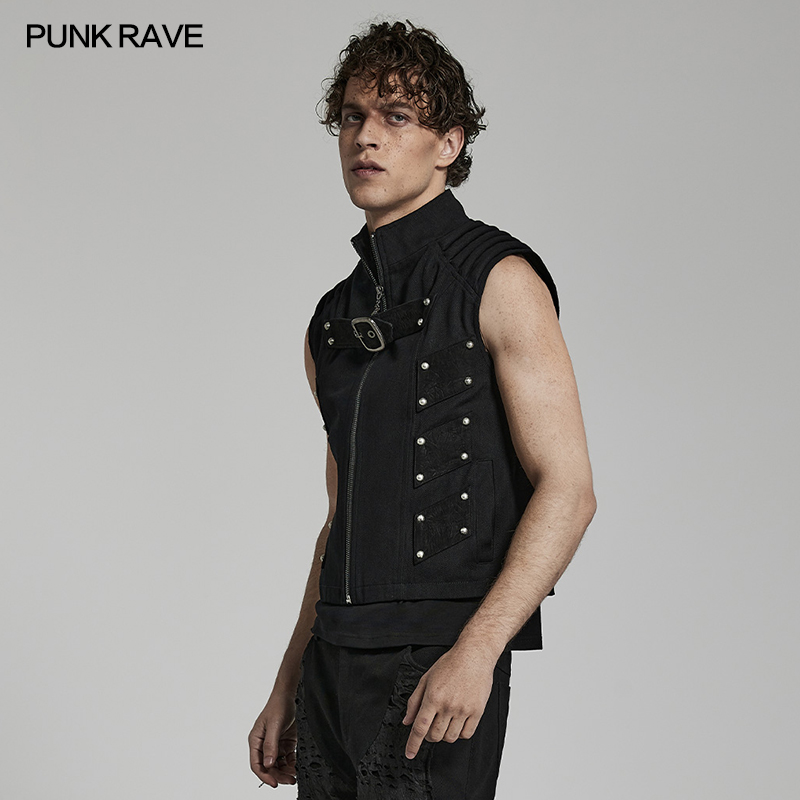 小破亚文化 PUNK RAVE pr朋克状态男装 蒸汽朋克末日废土风马甲 - 图1