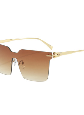 跨境欧美货源新款无框切边墨镜高级感防紫外线太阳镜男女多边形