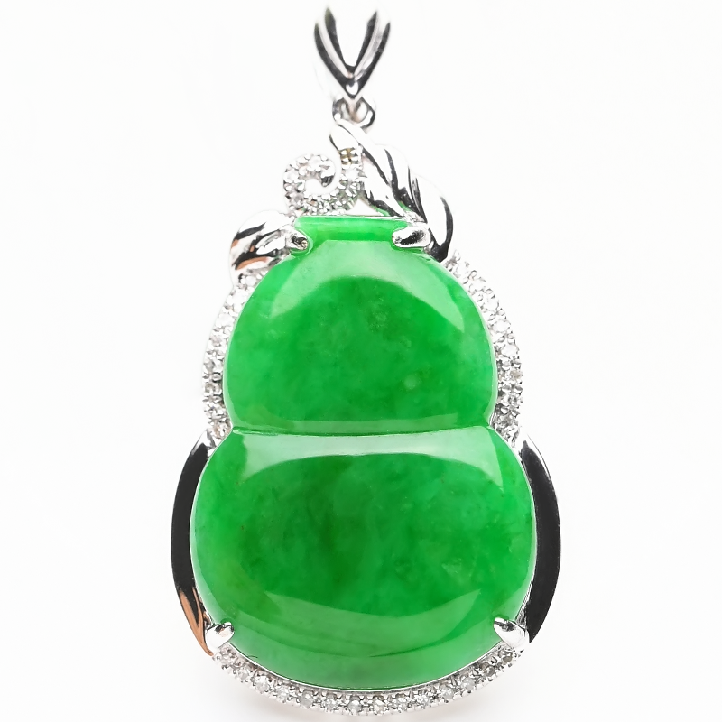 豪8印象l1014葫芦冰种阳绿镶金钻 豪8印象颈饰