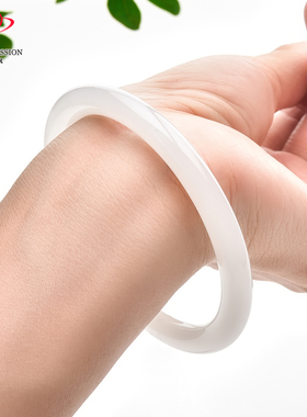 豪8印象·手镯之家T3-176和田玉白玉手镯圈口58.3mm天然圆条玉镯