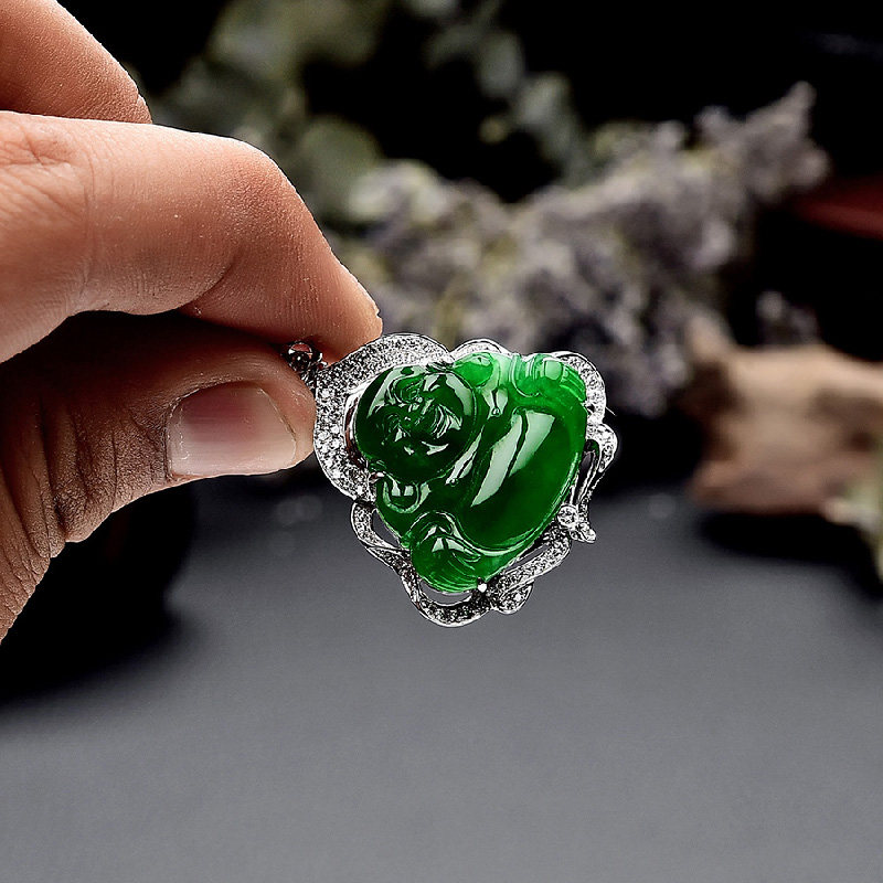 豪8印象f796天然翡翠镶嵌笑佛吊坠 豪8印象颈饰