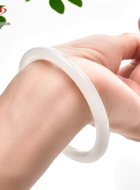 豪8印象·手镯之家T3-183和田玉白玉手镯圈口58.8mm天然圆条玉镯