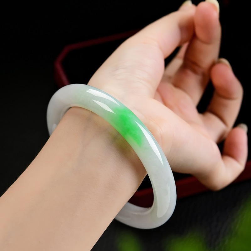 豪8印象s88-368天然翡翠白底玉镯 豪8印象手饰