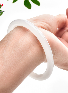 豪8印象·手镯之家T3-184和田玉白玉手镯圈口58.3mm天然圆条玉镯