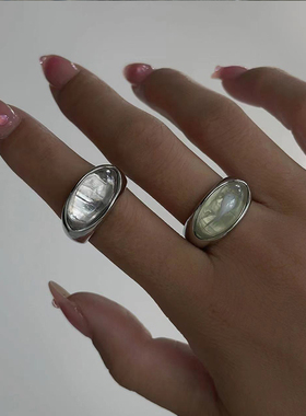 欧美风钛钢材质猫眼贝母戒指指环