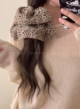22cm直径豹纹大肠发圈~早秋新款！甜酷y2k辣妹超大号低马尾发饰女