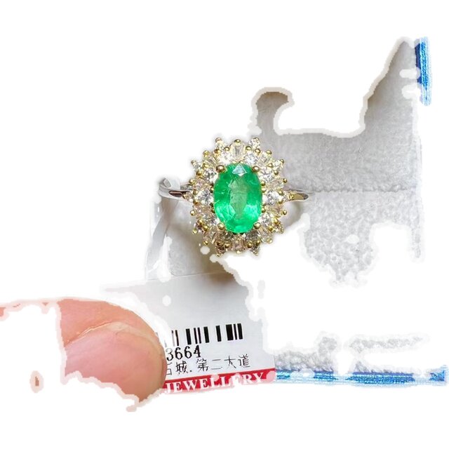 Natural emerald ring 5 x 7 925 silver finely inlaid natural colored gemstone jewelry