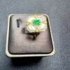 Natural emerald mother-of-pearl ring 4 x 6 925 silver finely inlaid with natural colored gemstones jewelry fashion gemstones