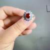 Natural pigeon blood red ruby ring 5 x 7 Princess Diana style 925 silver precision inlaid colored gemstone jewelry